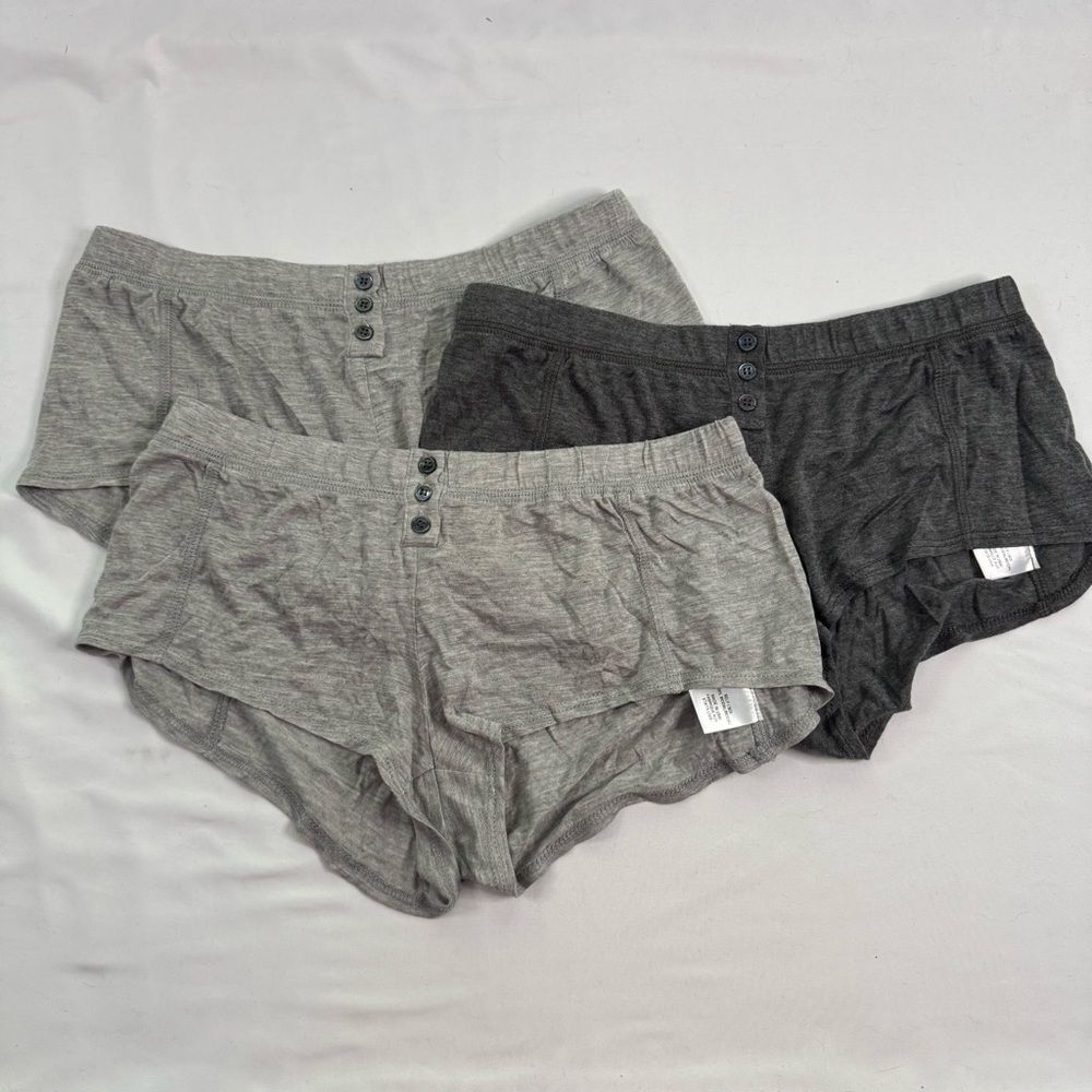 Haute Hippie Light Dark Grey Pajama Sleep Short Lot Elastic Waist Modal Size S